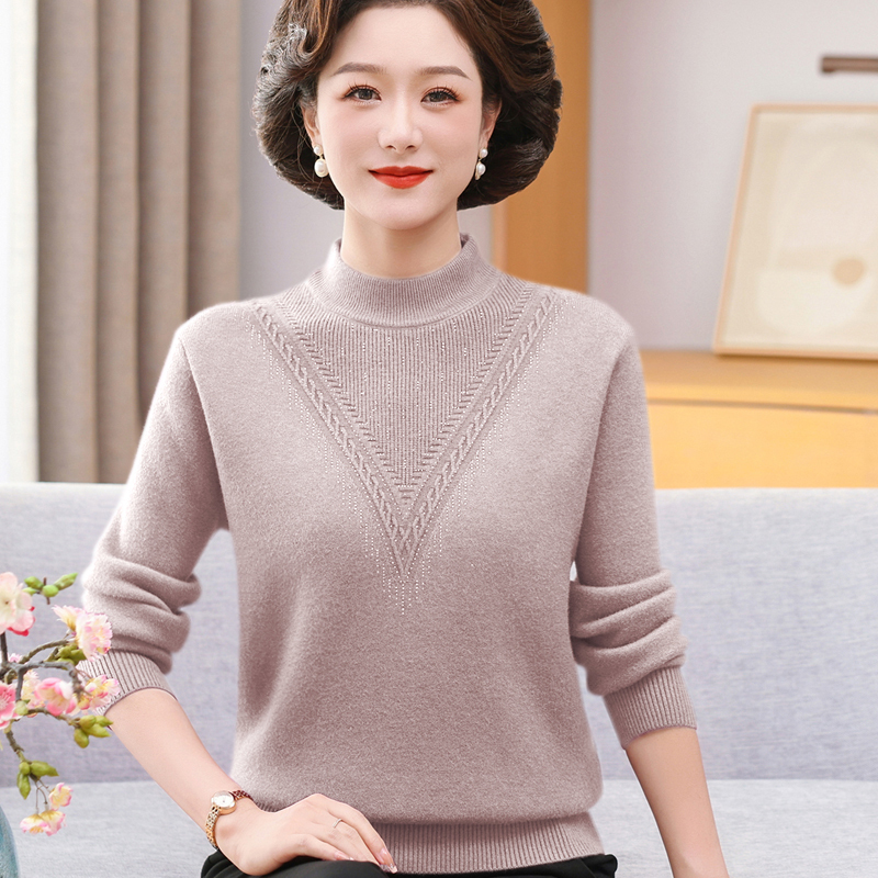 Mother's Base Layer Shirt for Autumn and Winter, Fleece-Lined Sweater, Thickened Integrated Fleece, Plus-Size Women's Clothing for Middle-Aged and Elderly, Warm Inner Wear Top Mother's Base Layer Shirt for Autumn and Winter, Fleece-Lined Sweater, Thickened Integrated Fleece, Plus-Size Women's Clothing for Middle-Aged and Elderly, Warm Inner Wear Top