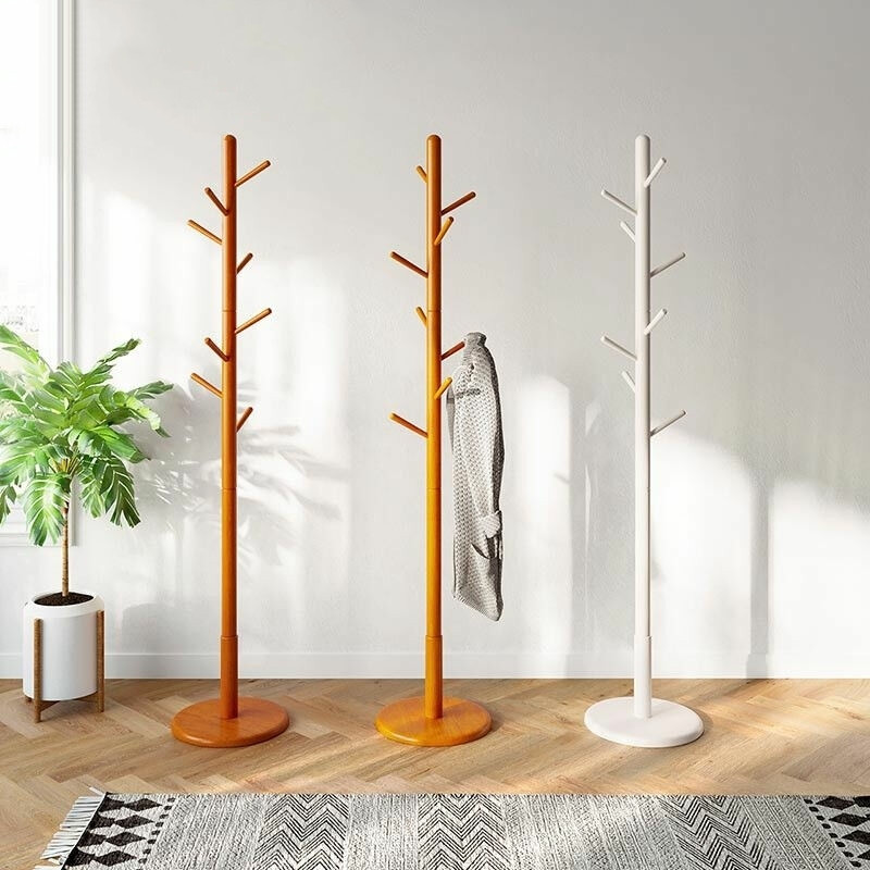 Lin's wood industry solid wood Easy clothes hat rack floor bedroom net red Nordic minimalist home hanging clothes rack LS176