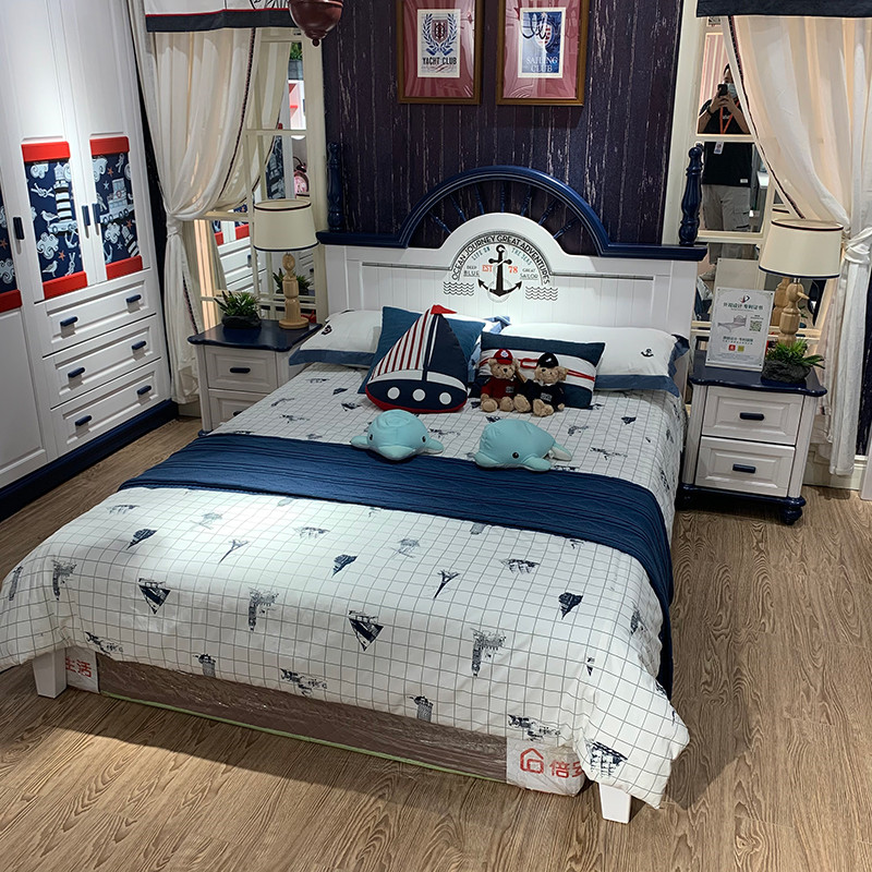 Multi-love children's furniture Nautical Single Bed Solid Wood Pine Wood Paste With Care And Care