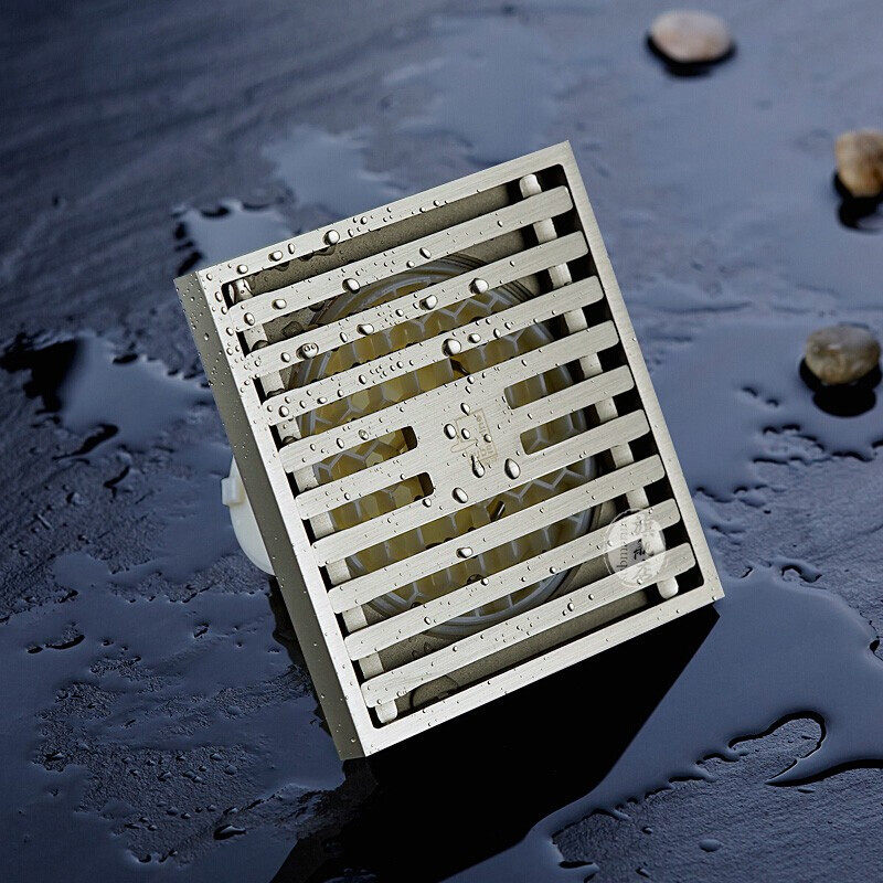 Diving Boat Floor Drain LTK50-10 Shower Area Pure Copper Plated Nickel Wire Drawing Deodorized Floor Drain Large Displacement Without Standing Water