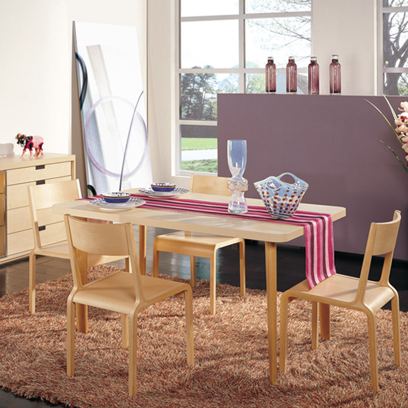 Qumei Home Vigor Shangpin 1200 Plate Dining Table Solid Wood Curved Dining Chair Combination