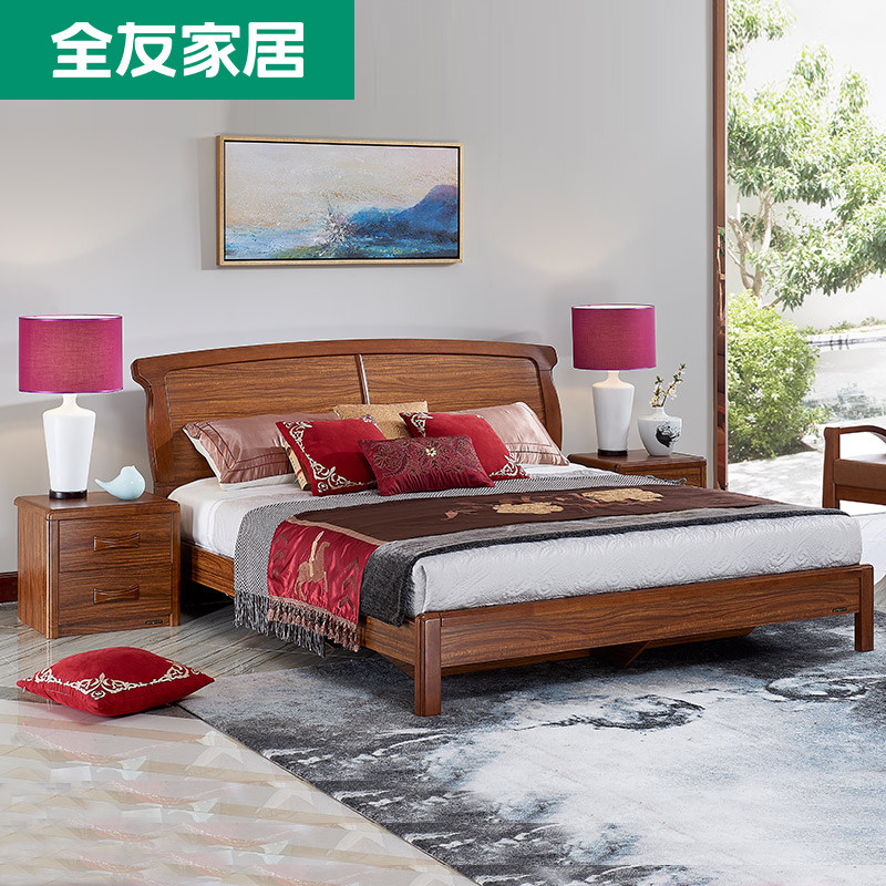 All-Friends Private Modern Chinese Double Bedroom Simply 1 8m Plate Shelf Store with 66103H