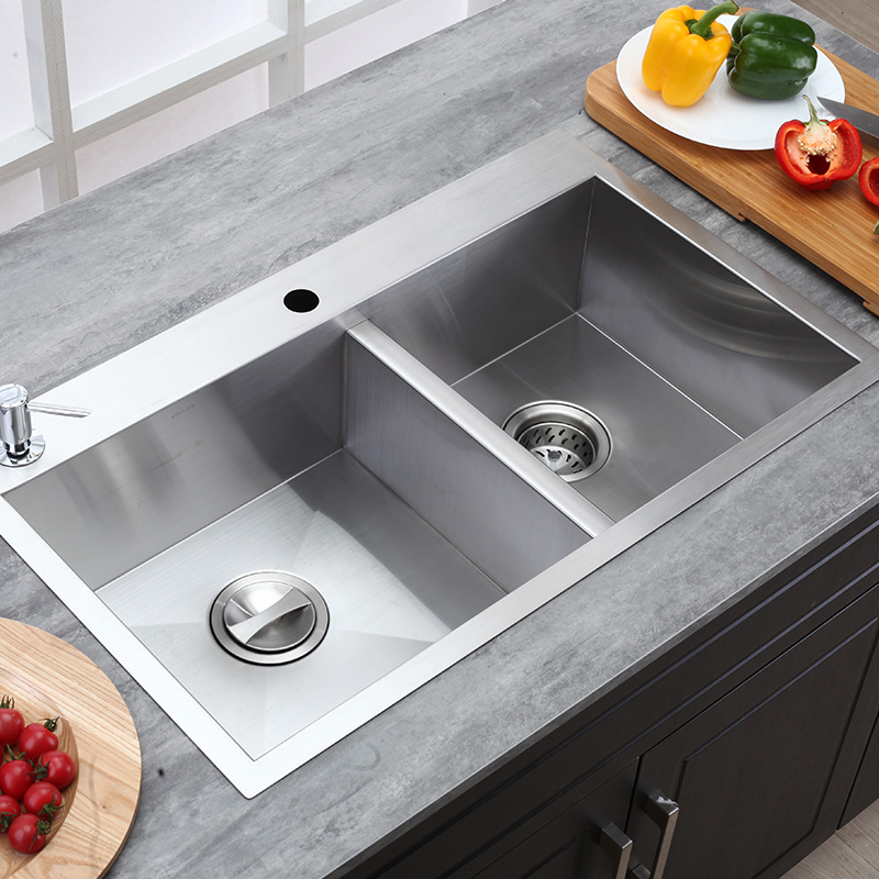 Colavot size trough kitchen basin K-3581T-2FD-NA not covered with installation