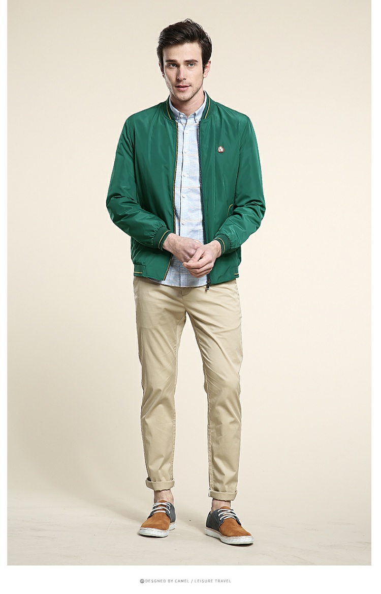 Áo khoác bóng chày nam Camel Jersey Jersey Áo khoác nam không có mũ có cổ áo bóng chày Áo khoác giản dị Thời trang Áo khoác nam màu rắn - Đồng phục bóng chày áo bomber jacket