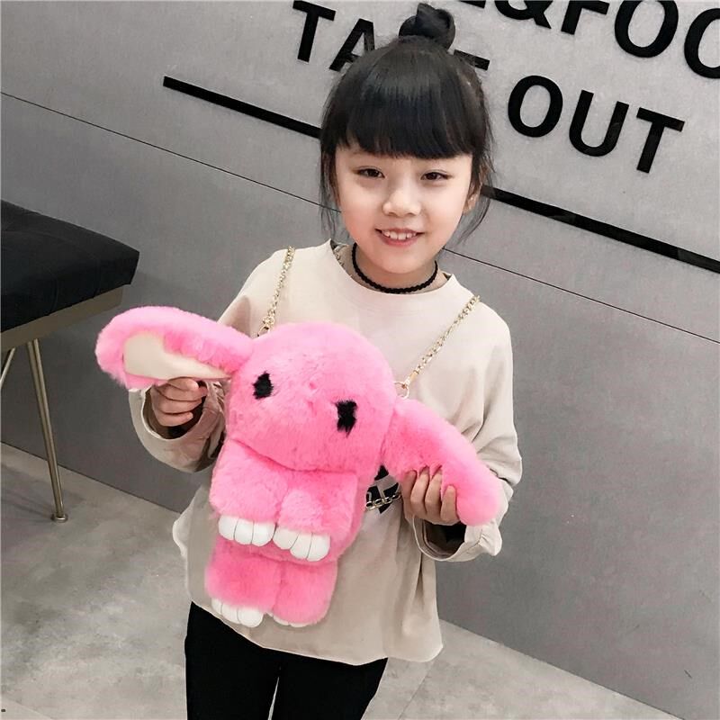 Autumn Winter 2019 Upper new plush packet Bag Bunny Chain Cute Children Suit Dead Rabbit Single Shoulder Inclined Satchel Bag