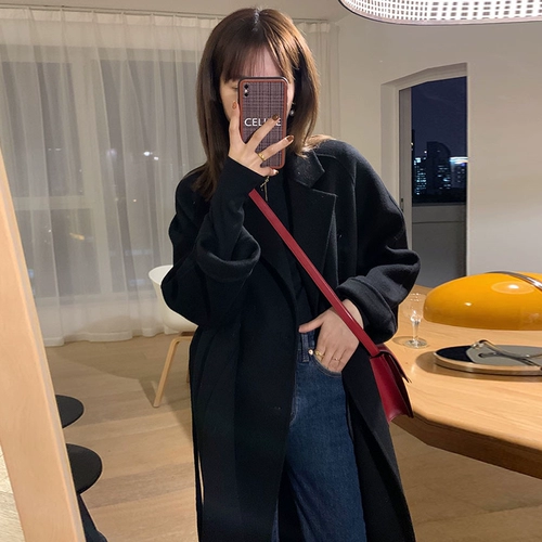 Шерстяное зимнее длинное шерстяное пальто, коллекция 2022, в корейском стиле, подходит для подростков, средней длины, свободный крой