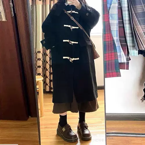 Шерстяное пальто, длинная демисезонная куртка, увеличенная толщина, средней длины, подходит для подростков