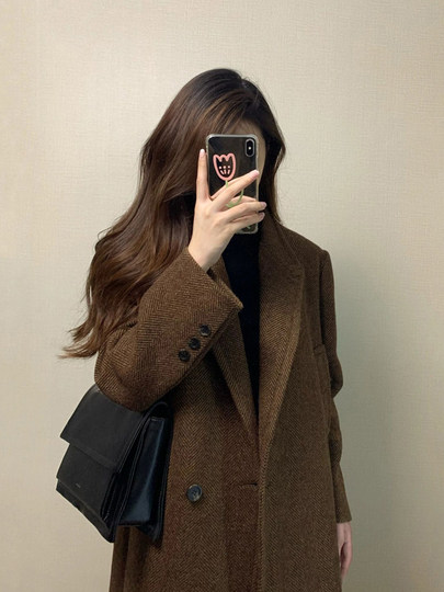 Außerhalb der Saison Maillard-Wollmantel für Damen 2024 neuer Herbst- und Winter-High-End-Wollmantel, super gut aussehend für kleine Leute