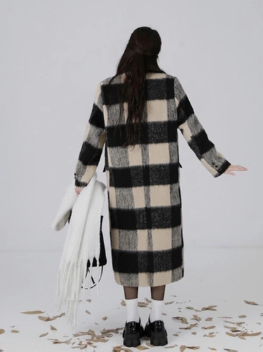 Демисезонное длинное шерстяное пальто, изысканный стиль, увеличенная толщина, средней длины