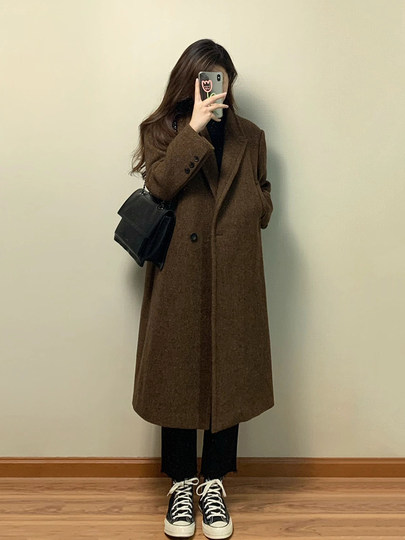 Außerhalb der Saison Maillard-Wollmantel für Damen 2024 neuer Herbst- und Winter-High-End-Wollmantel, super gut aussehend für kleine Leute