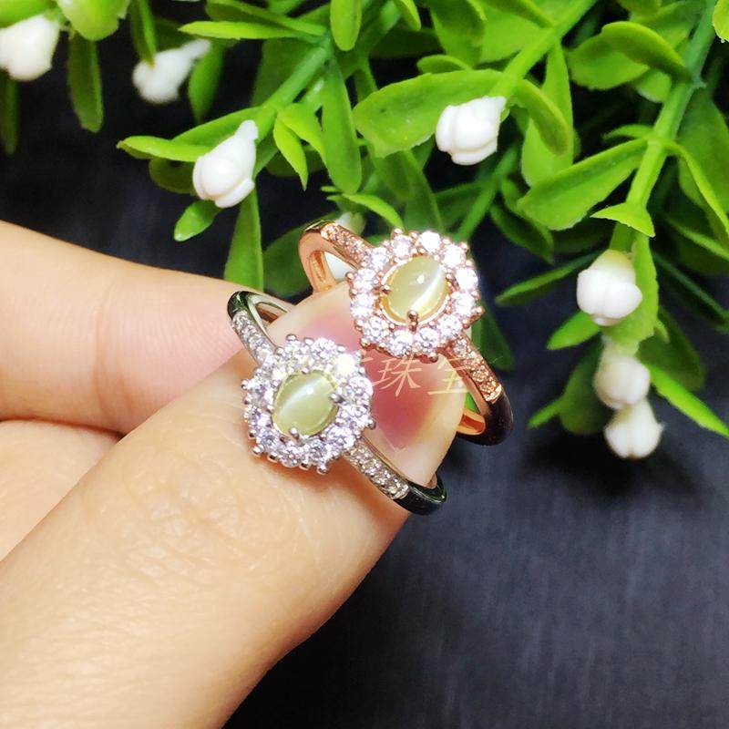 zkS925スターリングシルバーリング、天然スリランカ産クリソベリルキャッツアイジェムストーン付き、新しいファッショナブルなレディースリング、本物保証、ガールフレンドへの素晴らしい贈り物。