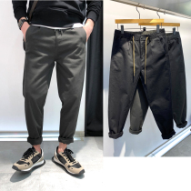 2021 fall new male brief approb. pure color Young microcone small foot elastic body comfort 100 hitch casual long pants tide