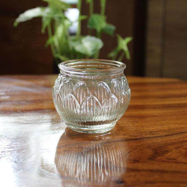 Flat mouth lotus glass oil cup DIY homemade ghee lamp 24 hours Buddha front for the lamp candle lamp for the Buddha Changming lamp