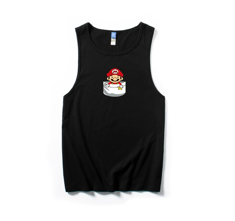 Áo vest nam nam mùa hè thương hiệu phim hoạt hình thể thao giản dị thể dục mồ hôi vest vest vai XL biển vest nam