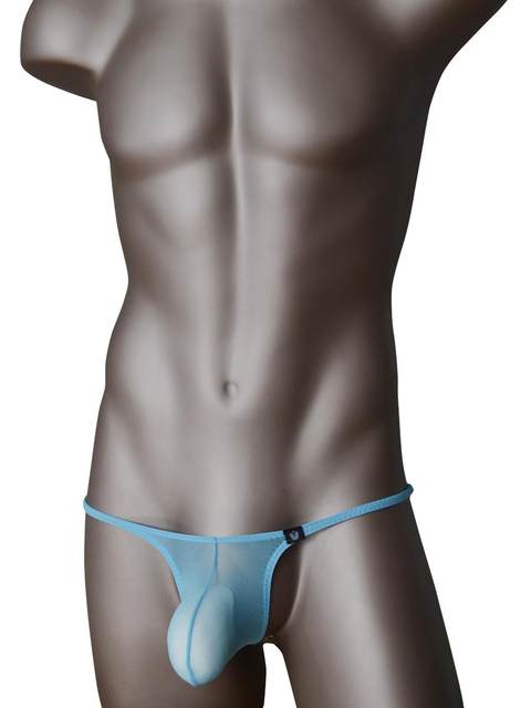 New Mesh Breathable Transparent Fabric Men's Low-Rise Large Pouch Thong High-Elastic Underwear Pure Desire Mesh Thong