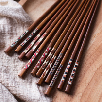 Japanese style wooden tableware Indonesian iron wood chopsticks Household solid wood tableware creative couple family chopsticks