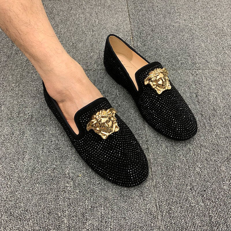 Bean shoes 2022 new male social spiritual boy's footwear shoes and water drill a shoe tide