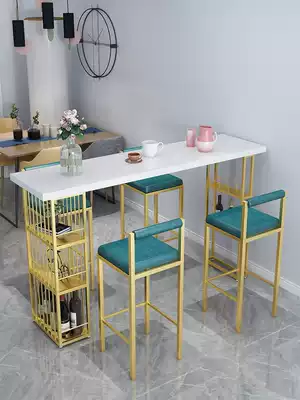 Bar table home balcony bar solid wood living room compartment against Wall High Table cafe bar table and chair combination