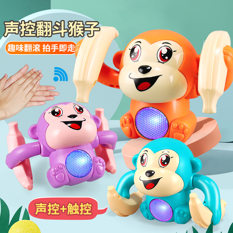 Children Electric Tumble Monkey Toy Music Small Monkey Boy Girl Baby Puzzle sound control Heel Fighting Monkey Toy