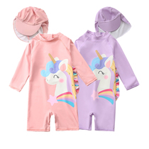 New children swimsuit female conjoined baby blue and yellow unicorn bathing suit Korean girl baby boy swimsuit