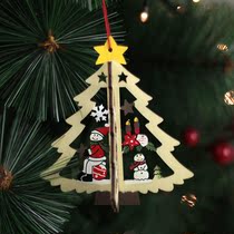 Christmas tree decorations Nordic style Christmas tree pendant 10cm Wooden Christmas Tree pendant Christmas star pendant