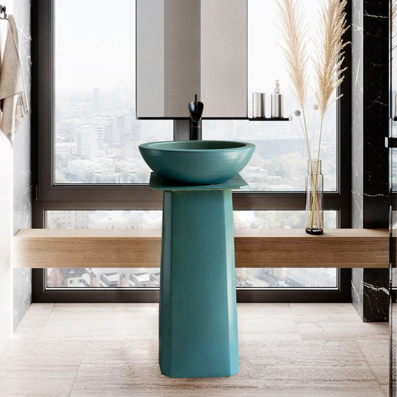 Simple is suing lavabo floor garden pool basin ceramic art column vertical basin integrated hotel legend