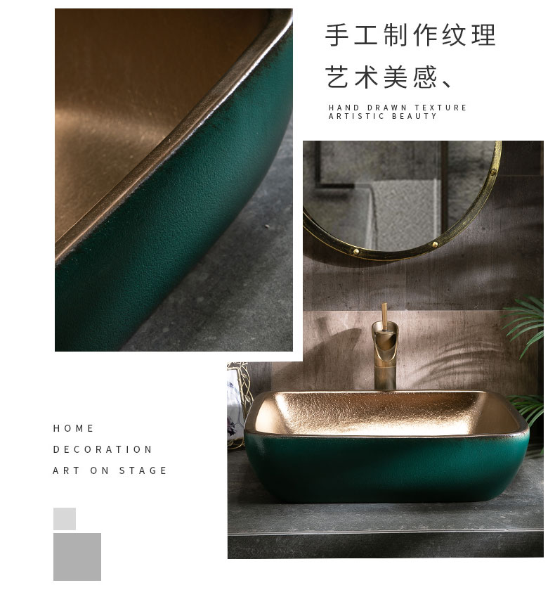 Outside in the dark green jin tai basin on the northern wind hotel ceramic lavabo single basin creative household toilet lavatory