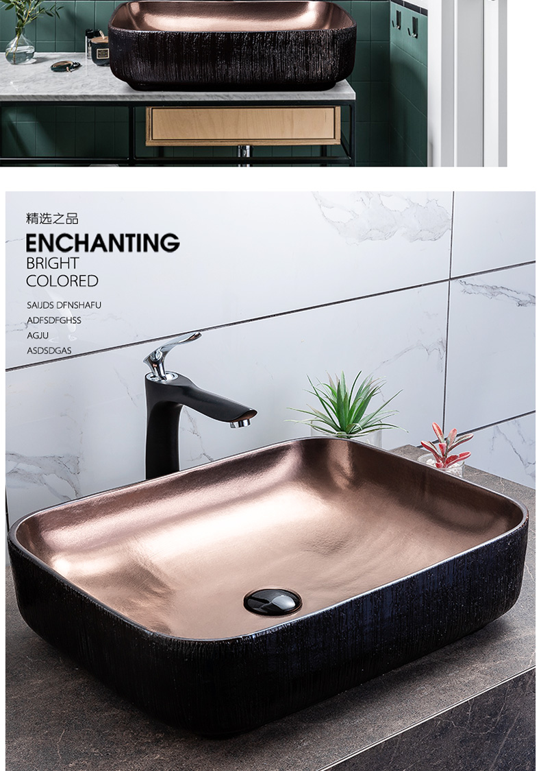 Gold stage basin rectangle washing toilet household oval art ceramic wash basin that wash a face basin to wash your hands