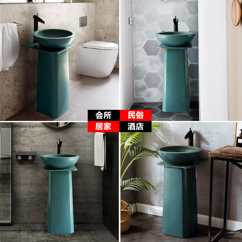 Simple is suing lavabo floor garden pool basin ceramic art column vertical basin integrated hotel legend