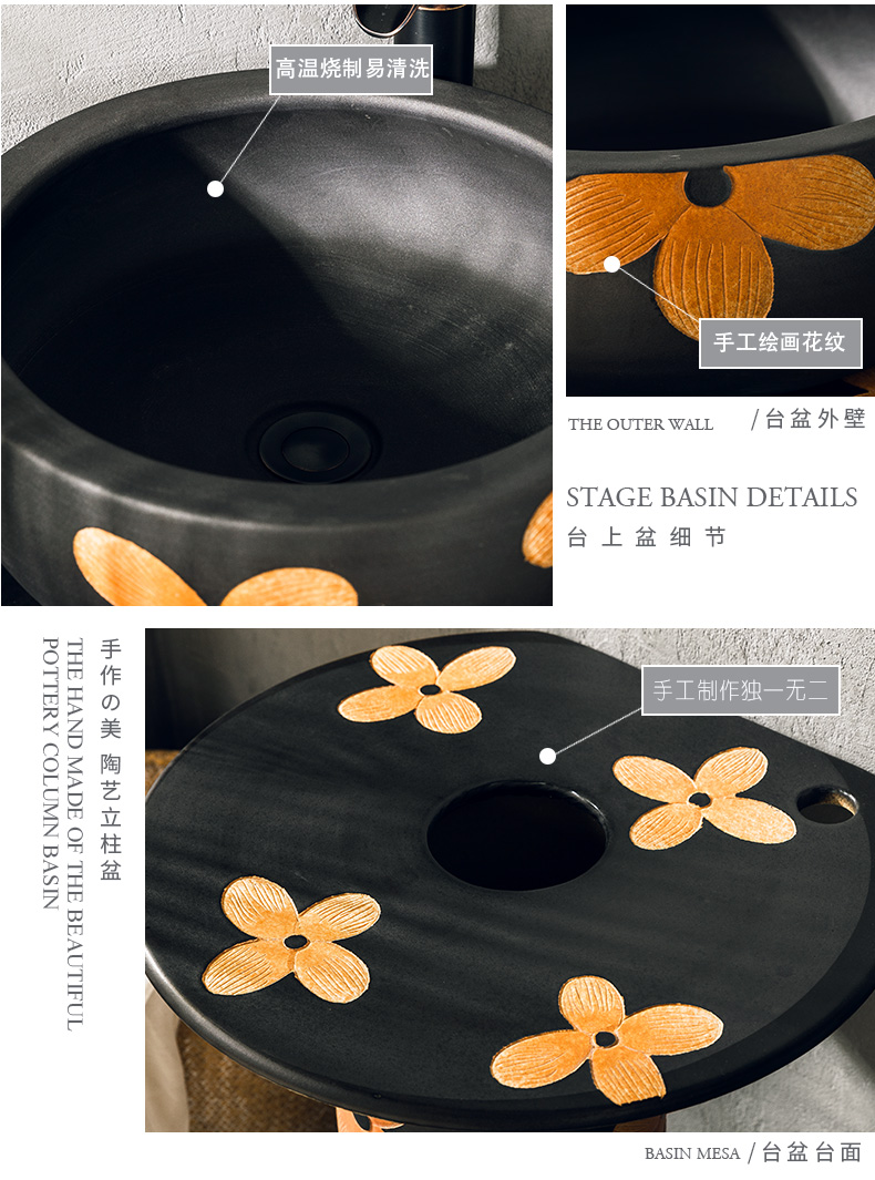 Simple hotel bathroom pillar lavabo ceramic lavatory basin one Simple small floor type restoring ancient ways