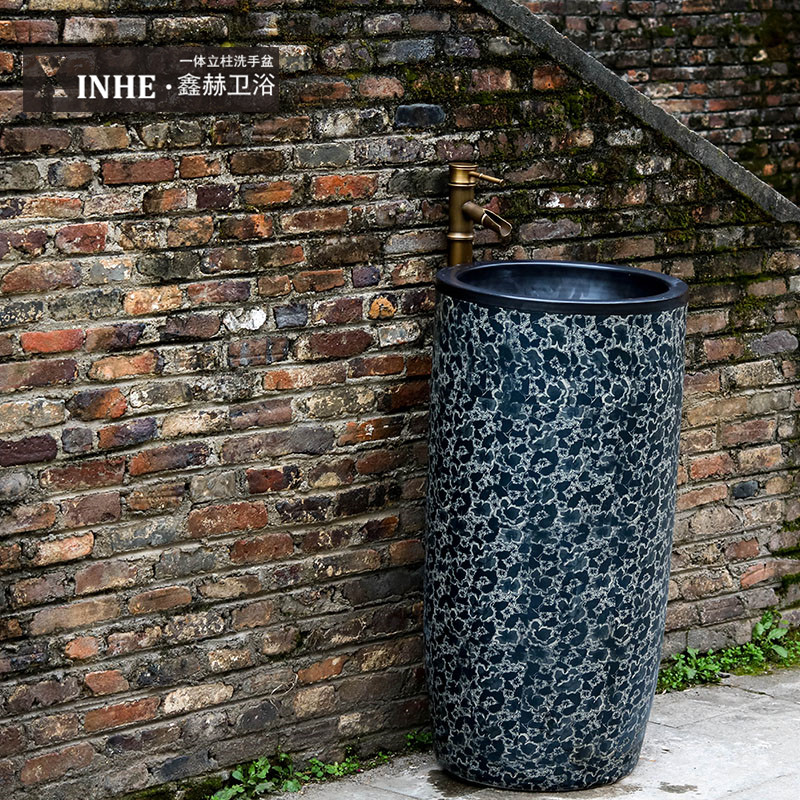 Jingdezhen ceramic basin art lavatory conjoined column one column pillar toilet lavabo lavatory balcony