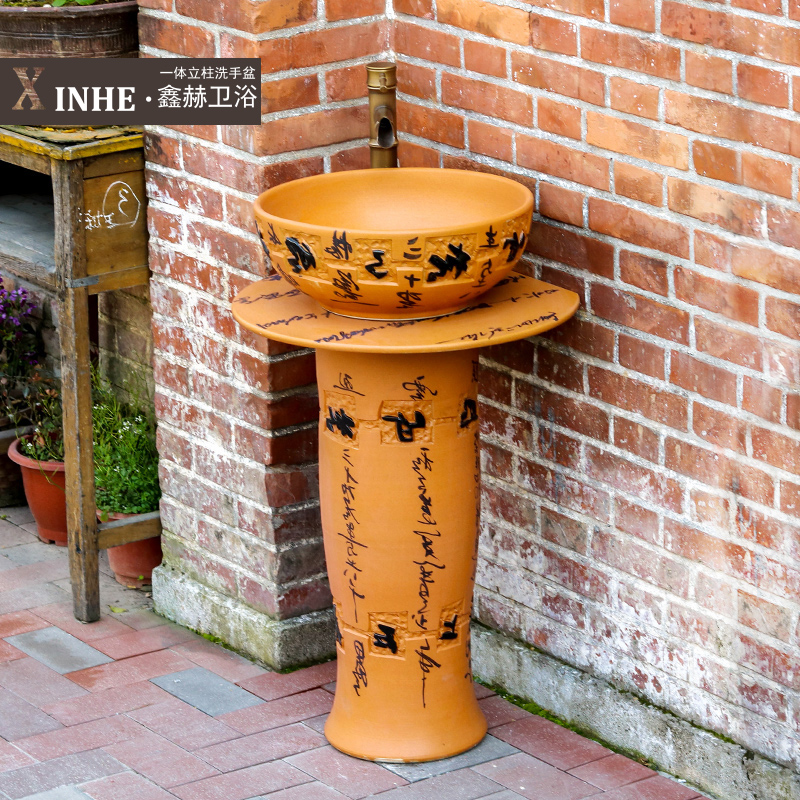 The sink carved hand - made ceramic basin pillar type commode pool one floor balcony art basin of vertical column