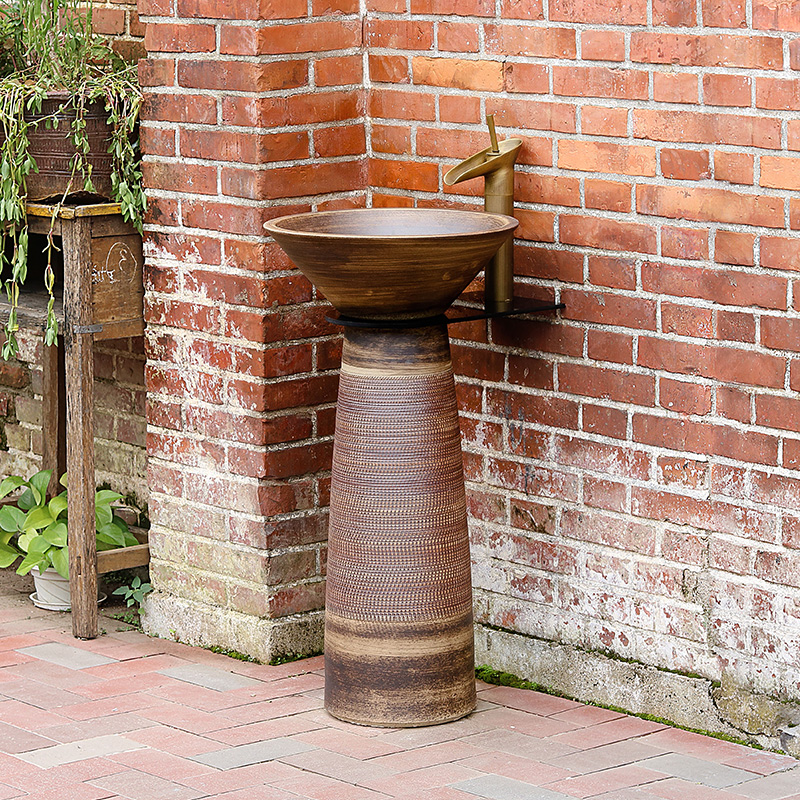 Ceramic column basin washing a face wash gargle bathroom floor integrated move art basin vertical column basin to wash your hands