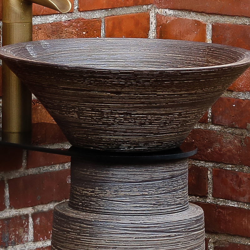 The sink basin of pillar type commode toilets is suing balcony ground ceramic art basin of platform pool vertical column