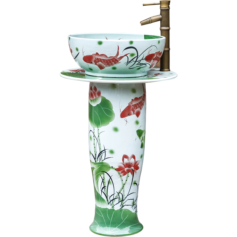 Basin of household toilet lavabo ceramic column column a whole floor balcony has just small vertical Basin washing a face
