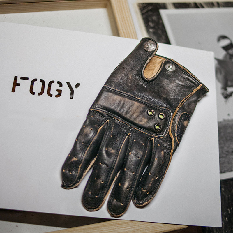 Foru Retro Tire Bull Leather All Season Locomotive Full Finger Gloves Protection Breathable Locomotive Gloves Touch Screen Windproof Gloves