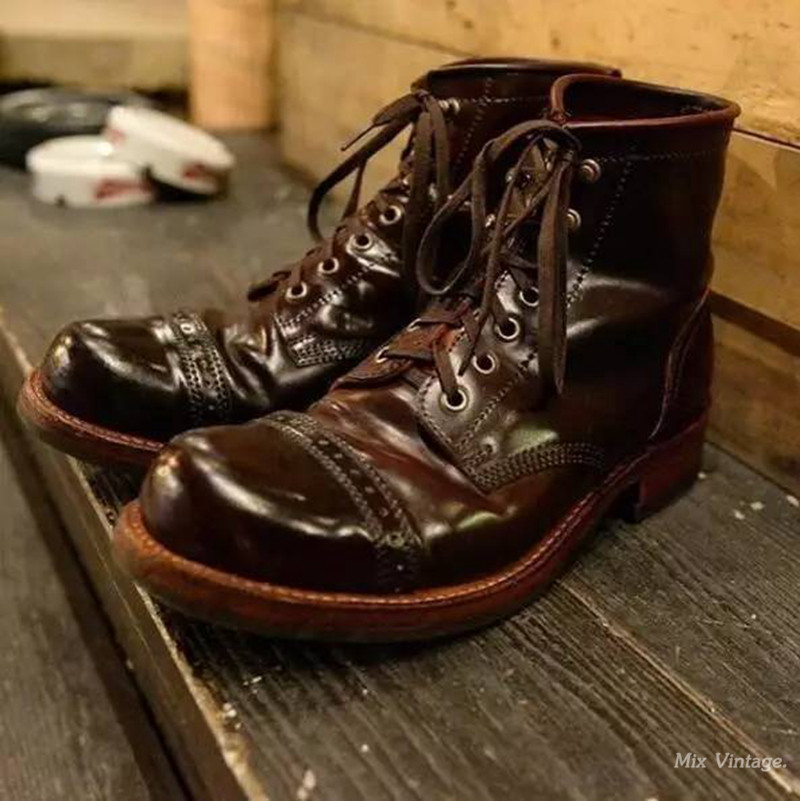 美国正品Julian boots马臀皮8号色RRL款黑武士短靴可选配鞋头雕花评价