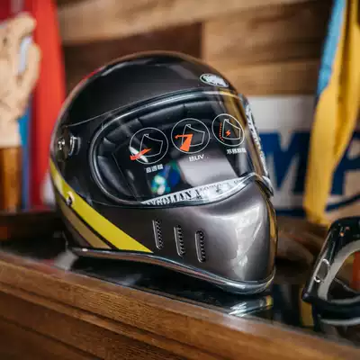 Mongolian Taiwan locomotive safety helmet male self-locking lens retro helmet Harley locomotive Knight small helmet full helmet