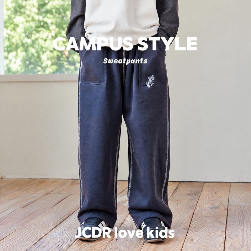 Jac Dreamer Children's Clothing ◆ 【Stickman Embroidery】Thickened Casual Sports Pants for Men, Women, and Children.