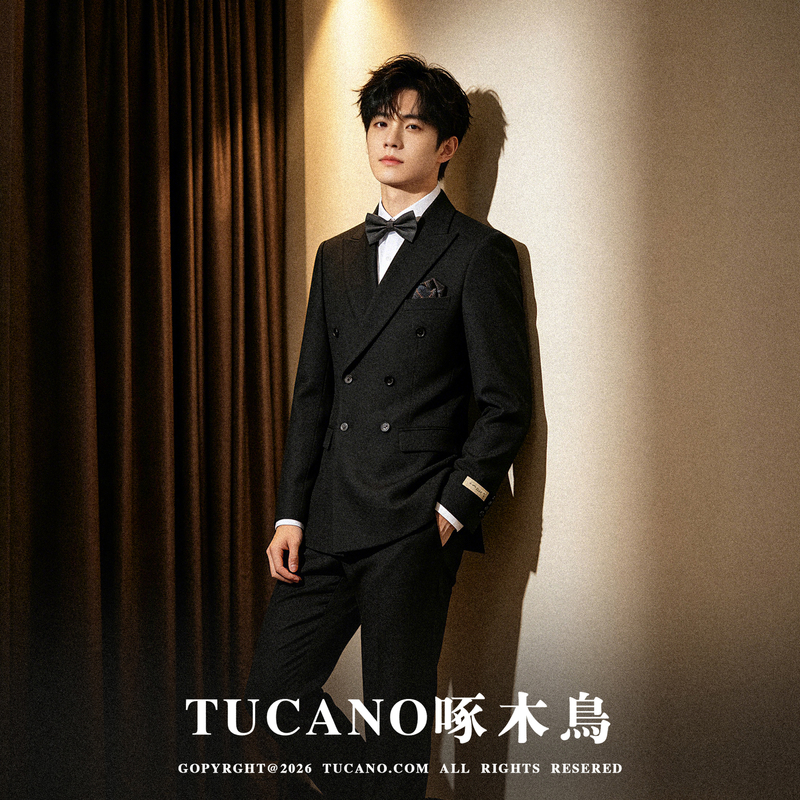 Woodpecker Simple and Elegant Business Suit, Korean Style Double-Breasted Suit, Drapey, Wrinkle-Resistant, Wear-Resistant, Suitable for Daily Workplace Commuting