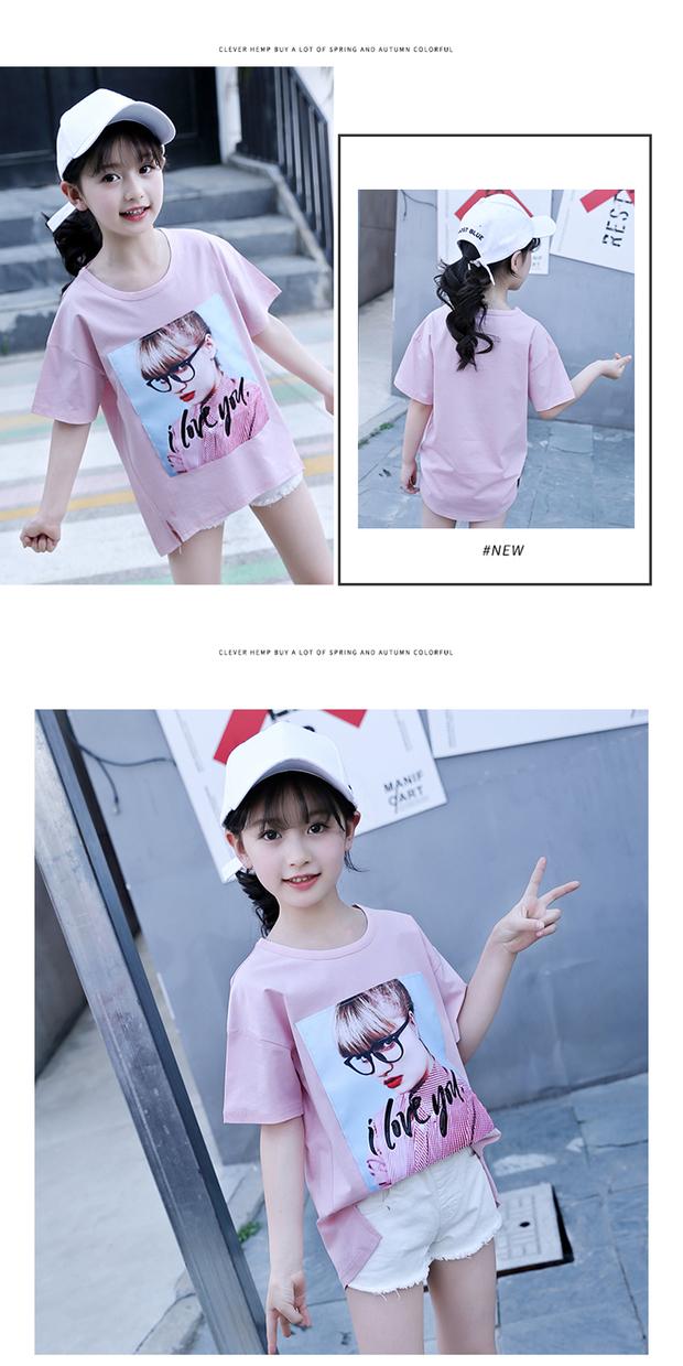7 bé gái áo thun ngắn tay 8 cotton 9 hè Hàn Quốc 10 công chúa 11 bé gái nửa tay nửa trắng 桖 12 tuổi 13 áo phông điệu cho bé gái