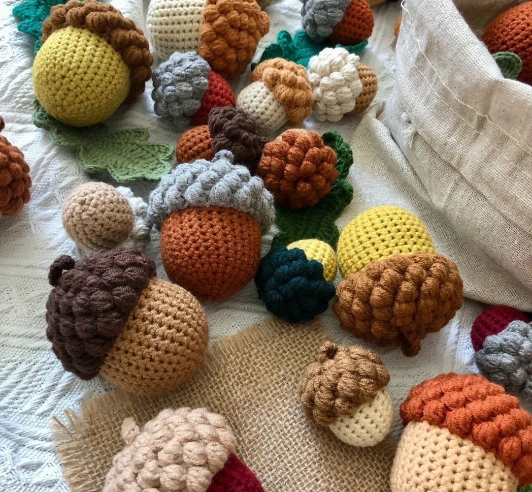 Acorn crochet graphic jewelry crochet wool knitting handmade diy Chinese text solution tutorial new recommendation