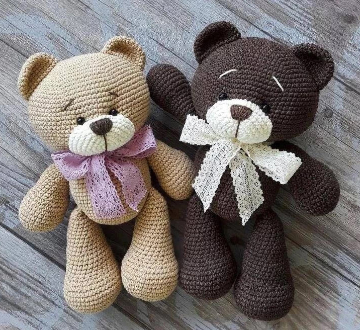 Bow bear crochet illustration doll Crochet drawings Wool knitting handmade diy picture tutorial New