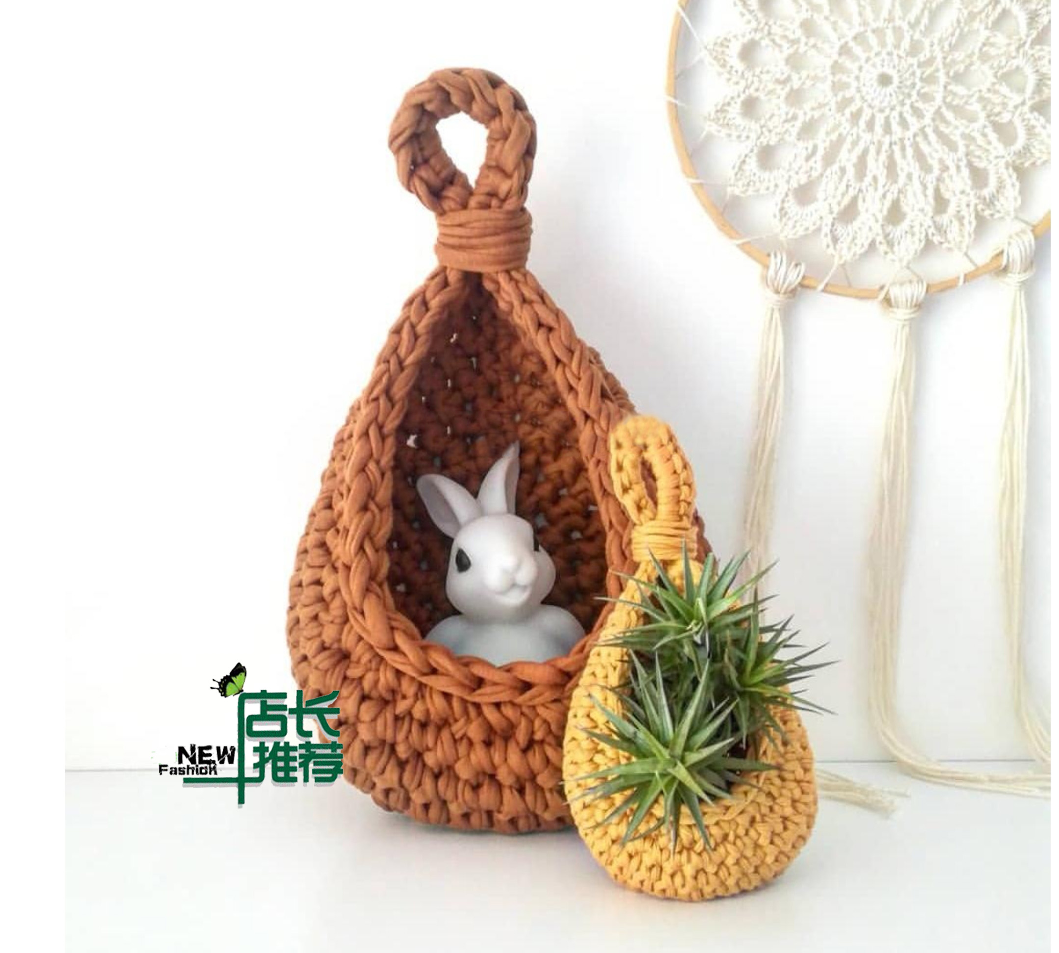 Practical cloth line Hanging basket Crochet illustration drawings Wool knitting manual diy electronic illustration tutorial recommended