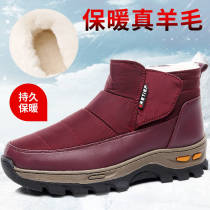 Old Beijing cloth shoes women winter waterproof thick mother shoes plus velvet warm soft bottom non-slip wool shoes old man cotton shoes