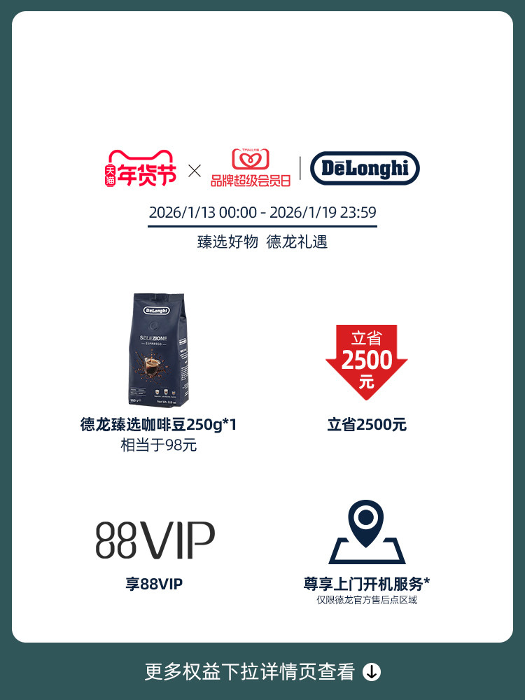 [New Year's Gift] Delonghi Ec9155 Semi-Automatic Coffee Machine, Italian-Style Grinding Integrated, Small Household Model