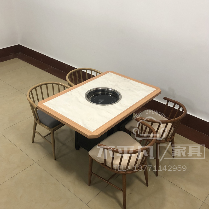 New marble hotpot table custom gas cooker Oven Hot Pot Table Manufacturer Direct Marketing New Chinese Brief