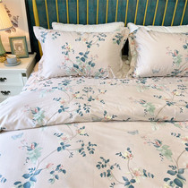 Gentle and elegant light and luxurious cotton 60 long suede cotton gon satin linen quilt cover with large all-cotton minimalist upsets of four pieces