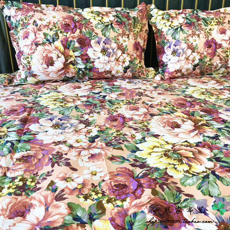 Thickened 100% cotton old coarse cloth sheets single double three four-piece cotton hemp kang simple cotton canvas pink