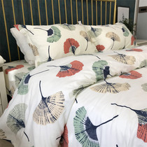 Soft and fine pure cotton twill cotton full cotton linen single piece covered with hood 1 5 1 8m bed Four pieces of cover customizable